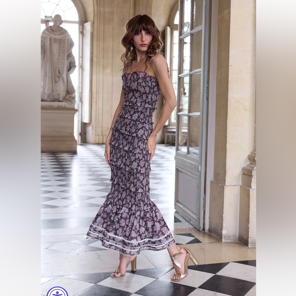 The Geranium Dress in Chocolate Peony Print
